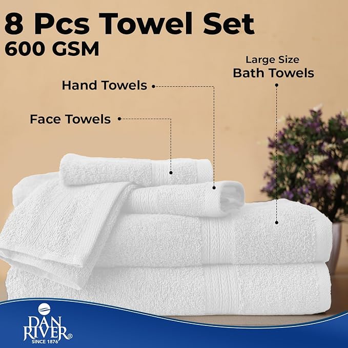 DAN RIVER 8 PC Luxury Bath Towels