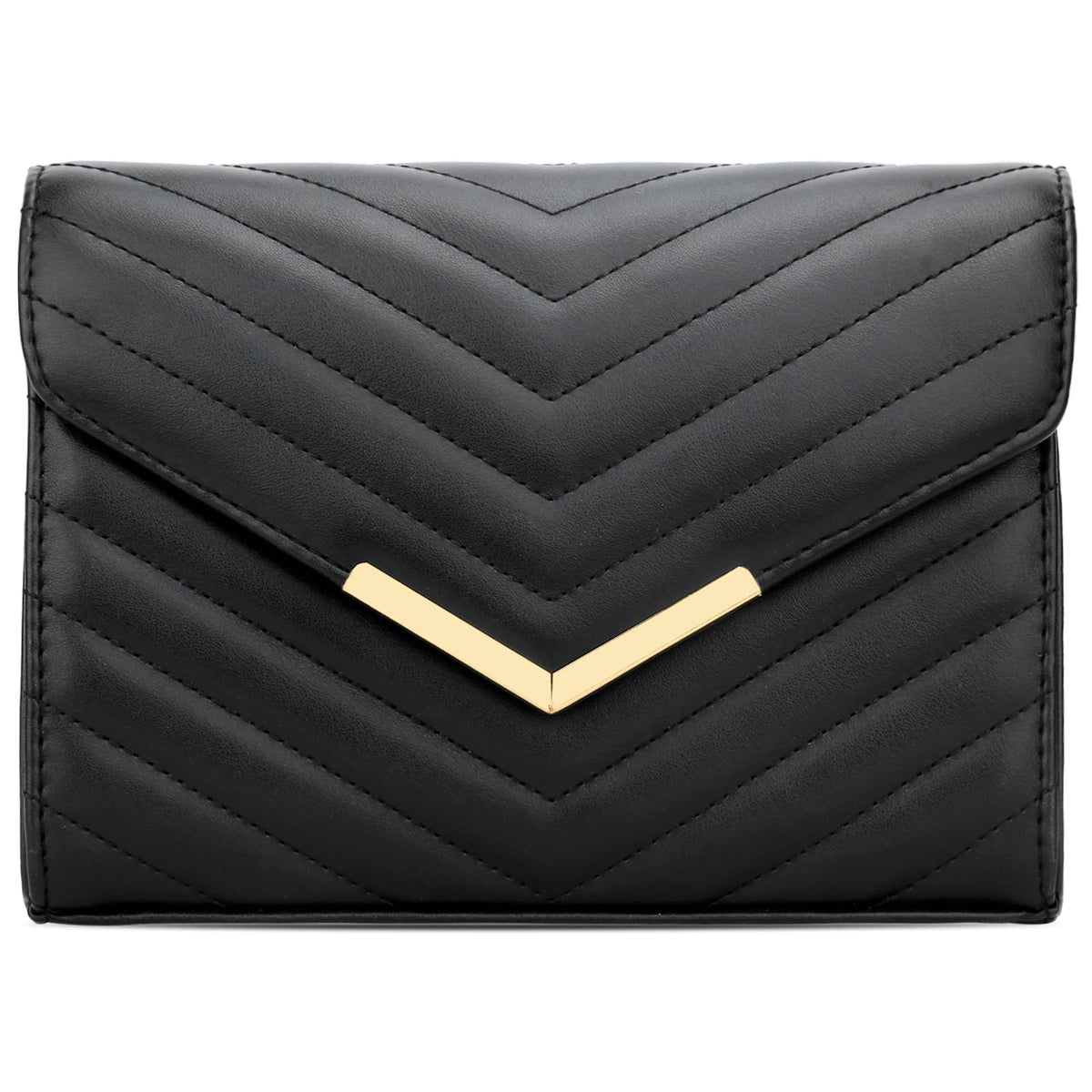 KKXIU Women Formal Vegan Leather Evening Envelope Clutch Purses and Handbags for Party Wedding Prom Bridal (A-Black)