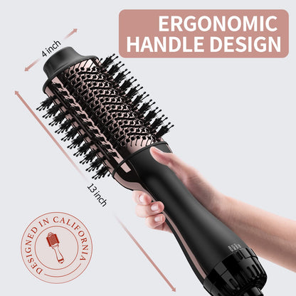 Hair Dryer Brush Blow Dryer in One, Upgraded 4 in 1 Hair Dryer and Styler Volumizer with Negative Ion Anti-frizz Ceramic Titanium Barrel Hot Air Hair Straightener Brush
