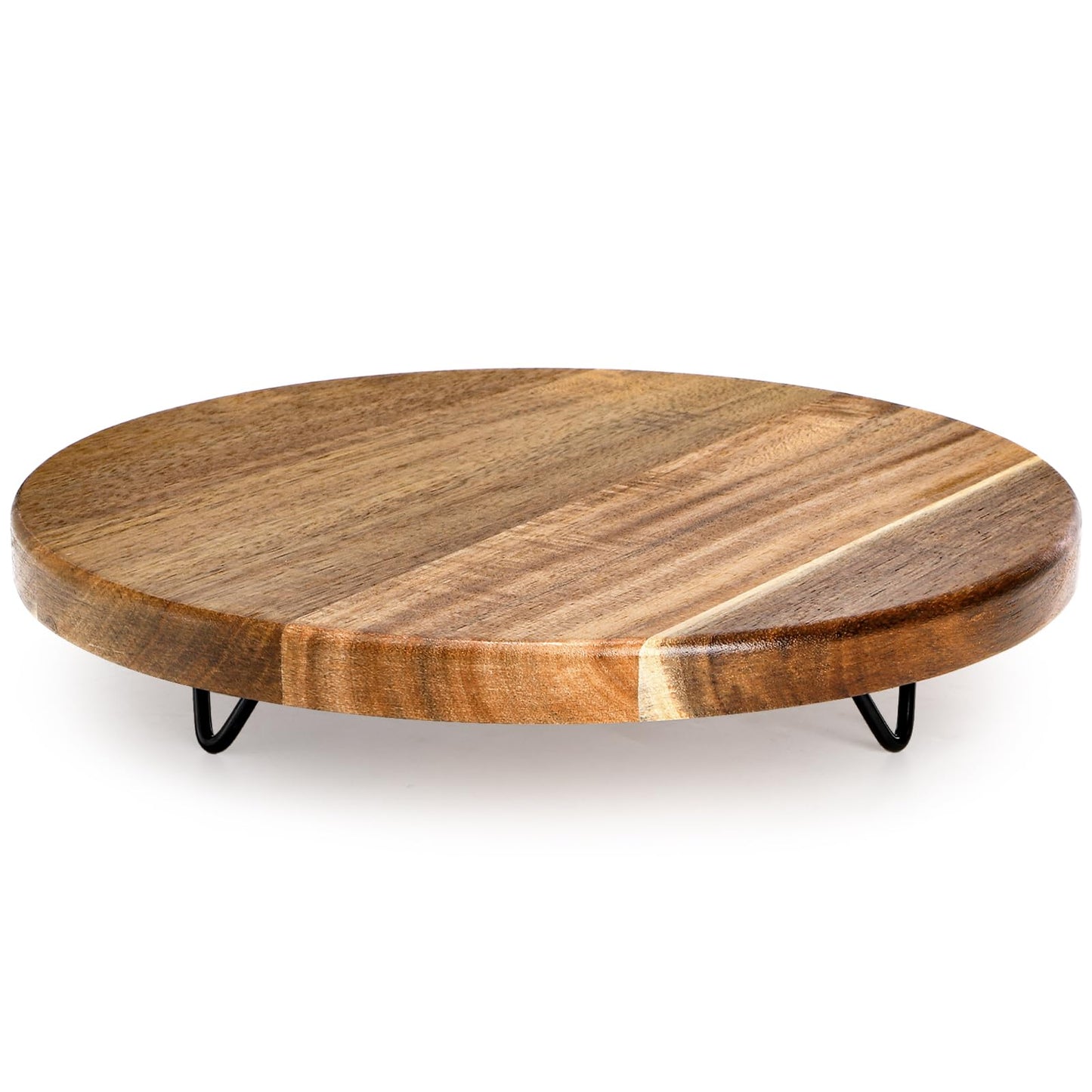 TOPZEA Decorative Round Wood Riser for Display, 10 inch Acacia Wood Pedestal Stand Farmhouse Kitchen Decor Tray Coffee Table Bathroom Counter Organizer for Plant Pot, Perfume, Cake, Lamp