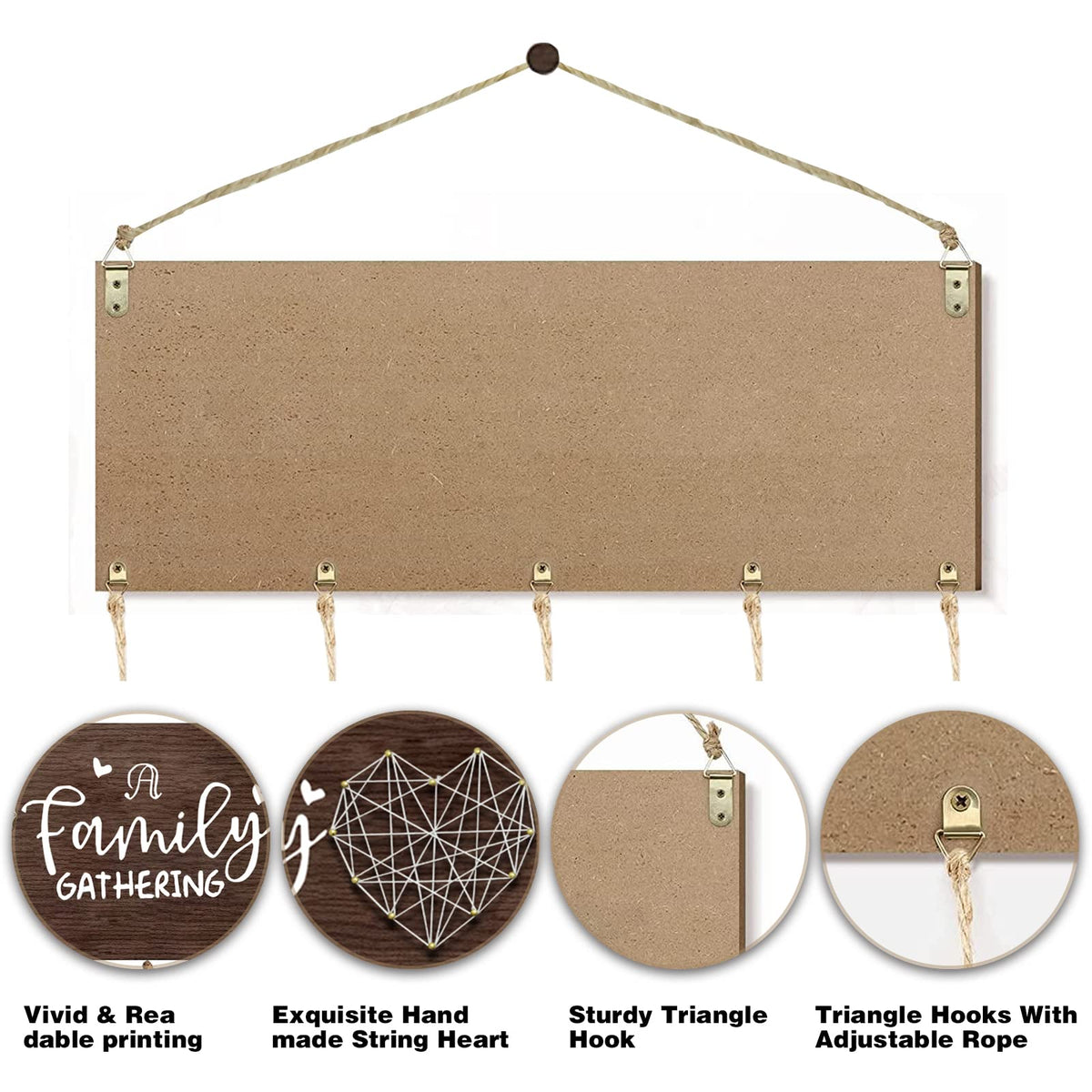 Picture Frames Collage Wall Decor, Rustic Wooden Hanging Photo Display with Clips - Holds 20 4x6 Pictures - Photo Holder for Home Decor, Gift Ideas, Family Memories, Christmas Card Holder