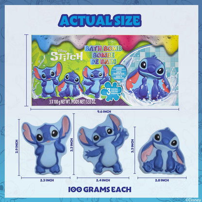 Stitch Bath Bombs for Kids, Fun Bright Rainbow Colors, Raspberry Scented for Kids, Ages 3+, by Townley Girl