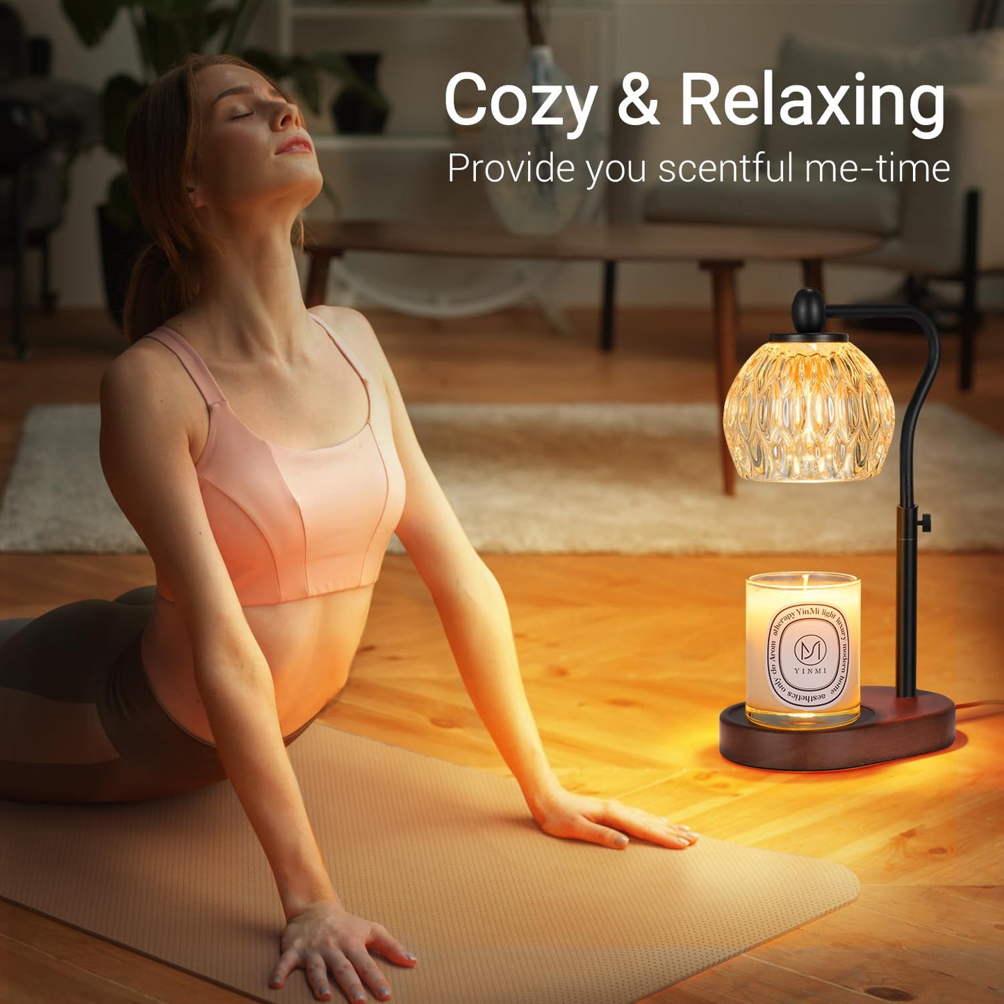NVRGIUP Candle Lamp with Timer & Dimmer - Height Adjustable for Scented Candles, with 2 * 50W Bulbs - Home Decor Gift for Mothers Day (Black)