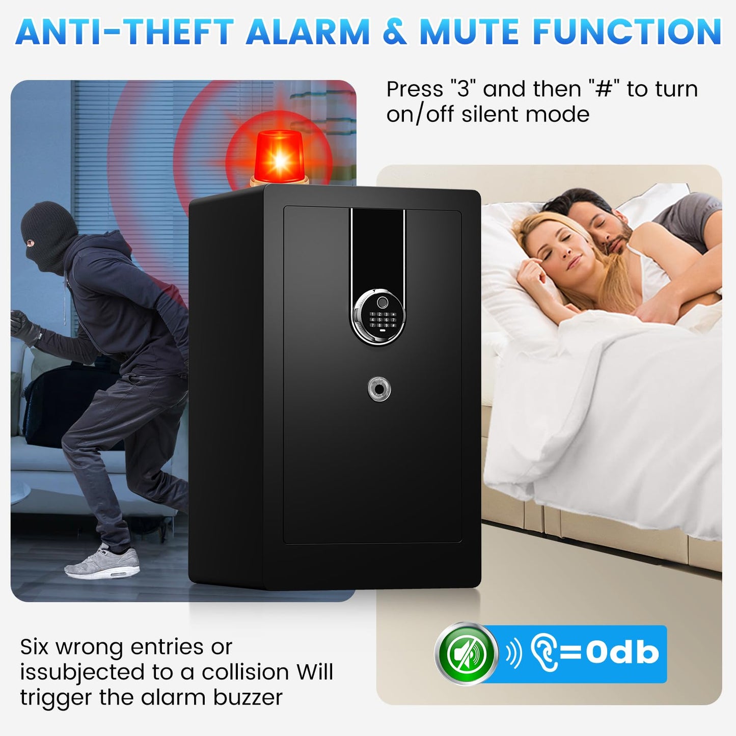 𝟐𝟑.𝟔𝟐" 𝐓𝐚𝐥𝐥 Large Biometric Safe Box, Home Safes Water Fireproof, Duty Document Safe with Bottom Hidden Compartment, Anti-Theft Dual Alerts, Mute Mode, Digital Security for Home and Business
