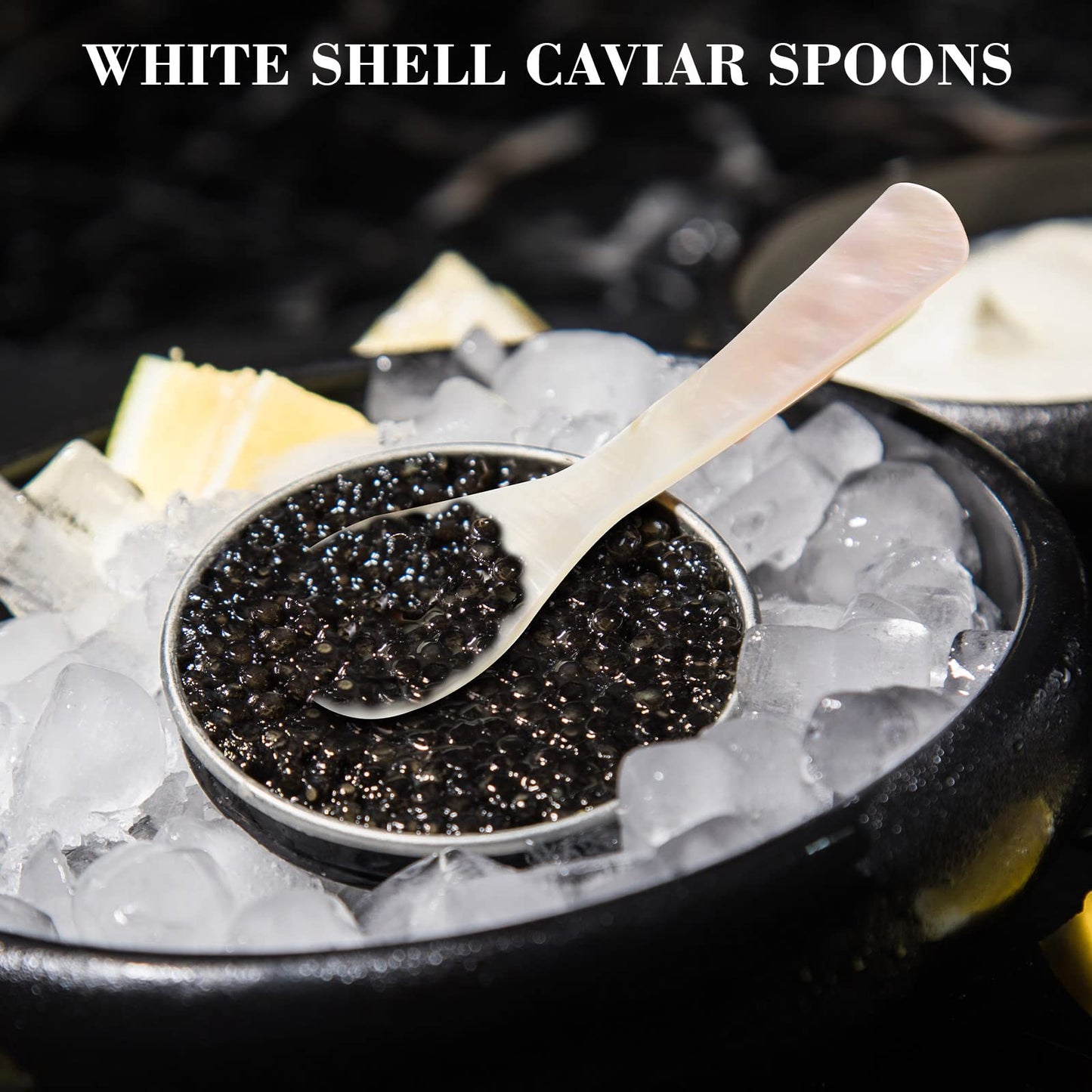 Caviar Spoons Mother of Pearl Mop Spoons with Hand Craft W Round Handle for Caviar, Egg, Ice Cream, Salt, Coffee Serving, Restaurant Serving Set(12 Pieces,3.55 Inch)