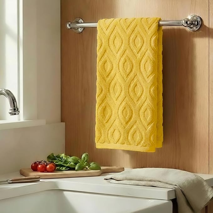 Artoid Mode 1 Pc Yellow 3D Diamond Grid Jacquard Hand Towels