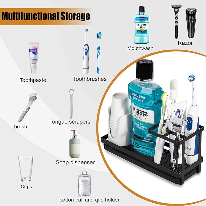 Toothbrush Holders for Bathrooms, Carbon Steel Tooth Brushing Holder Electric