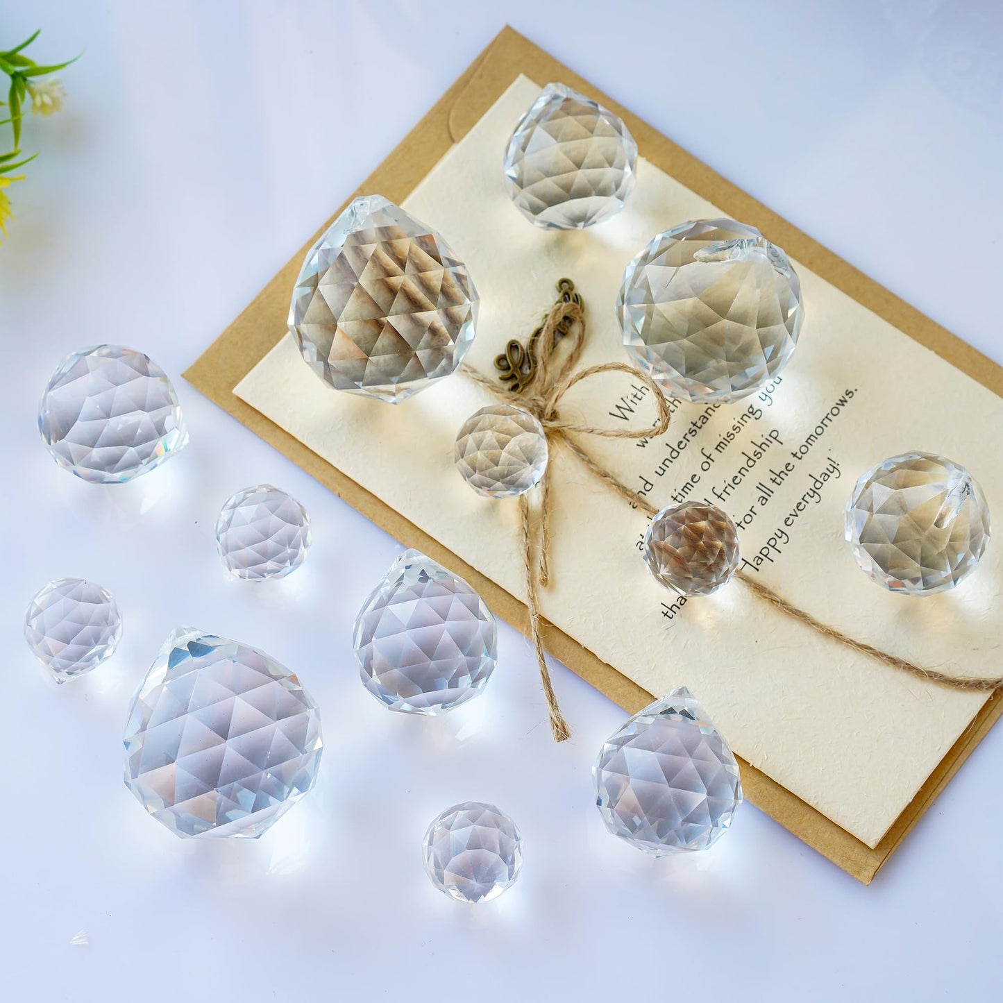 LOULIQIGIFT 13pcs Clear Crystal Ball Hanging Ornaments for Window Chandelier Parts 2026 Hanging Prisms for Birthday Wedding Mother's Day Decorations (20mm/30mm/40mm)