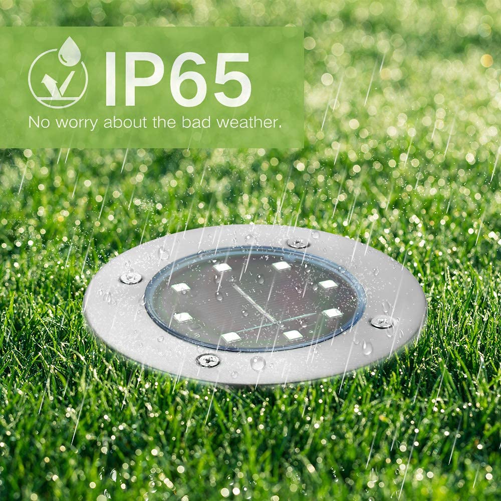 Joomer Outdoor Solar Garden Lights, 8 LED Solar Powered Ground White Lights Waterproof Garden Solar Disk Lights for Pathway Yard Walkway Patio Lawn Path(12 Pack)