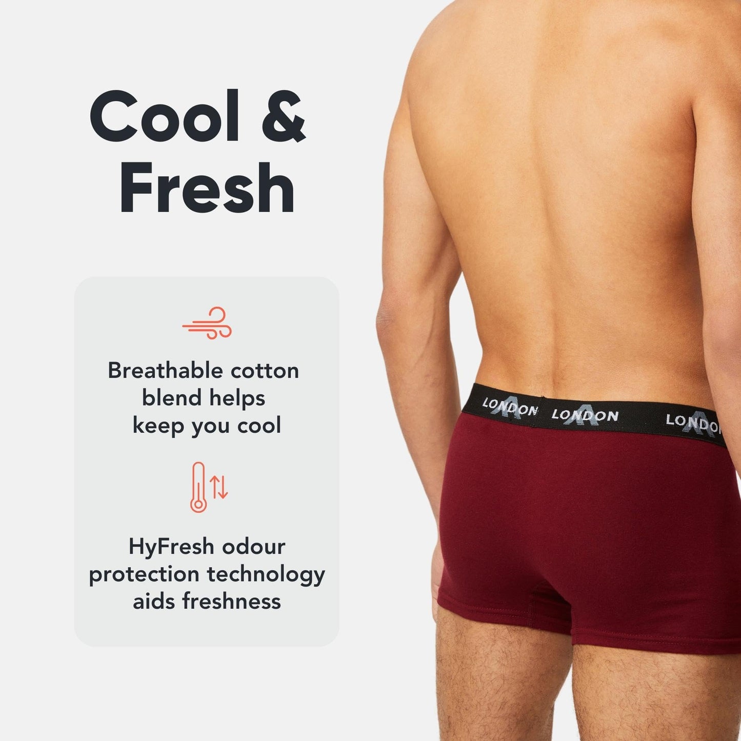 FM London 4/8-Pack Mens Boxers with Elastic Waist - Soft Boxer Shorts Men, Stretch Fit Underwear for Everyday Wear - Fitted Hipster Underwear