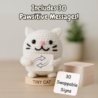 Cat Gifts for Women - Positive Crochet Animal with 30 Cute Signs | Cat Mom Gift for Women for Birthday, Mothers Day | Funny Fur Mama Present Ideas for Cats Lady | Present Idea for Friends, Coworkers