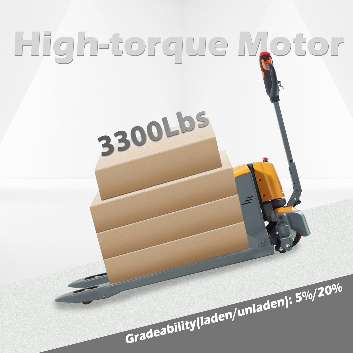 Apollo Full Electric Pallet Jack Truck, Lithium Power Pallet Jack Truck 3300 lbs Capacity, 48" L x 27" W Forks for Material Handling, Strong Torque for Climbing, Suitable for Warehouse, A-1037