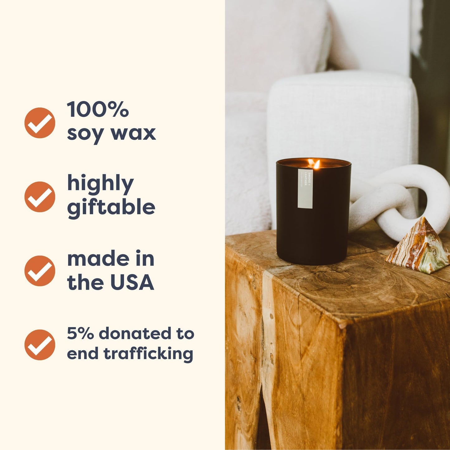 Calyan Wax Co. Cedar & Tobacco Scented Candle - 75 Hour Burn - Luxury Clean Soy Wax Candles - Long Lasting Black Tumbler Jar Candle for Home - 10.2oz