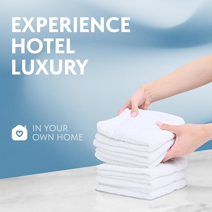 White Classic Luxury Cotton Washcloths 13x13 Inch