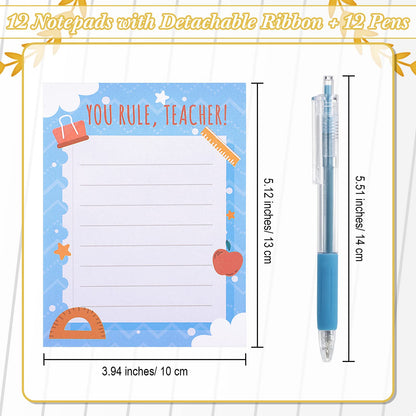 Lincia 24 Pcs Teacher Appreciation Gifts Bulk, Teacher Notepad with Pens Set Sticky Notes 30 Sheets Memo Pad for Graduation Gift, Thank You Gifts for School Office Supplies(Stylish Style)