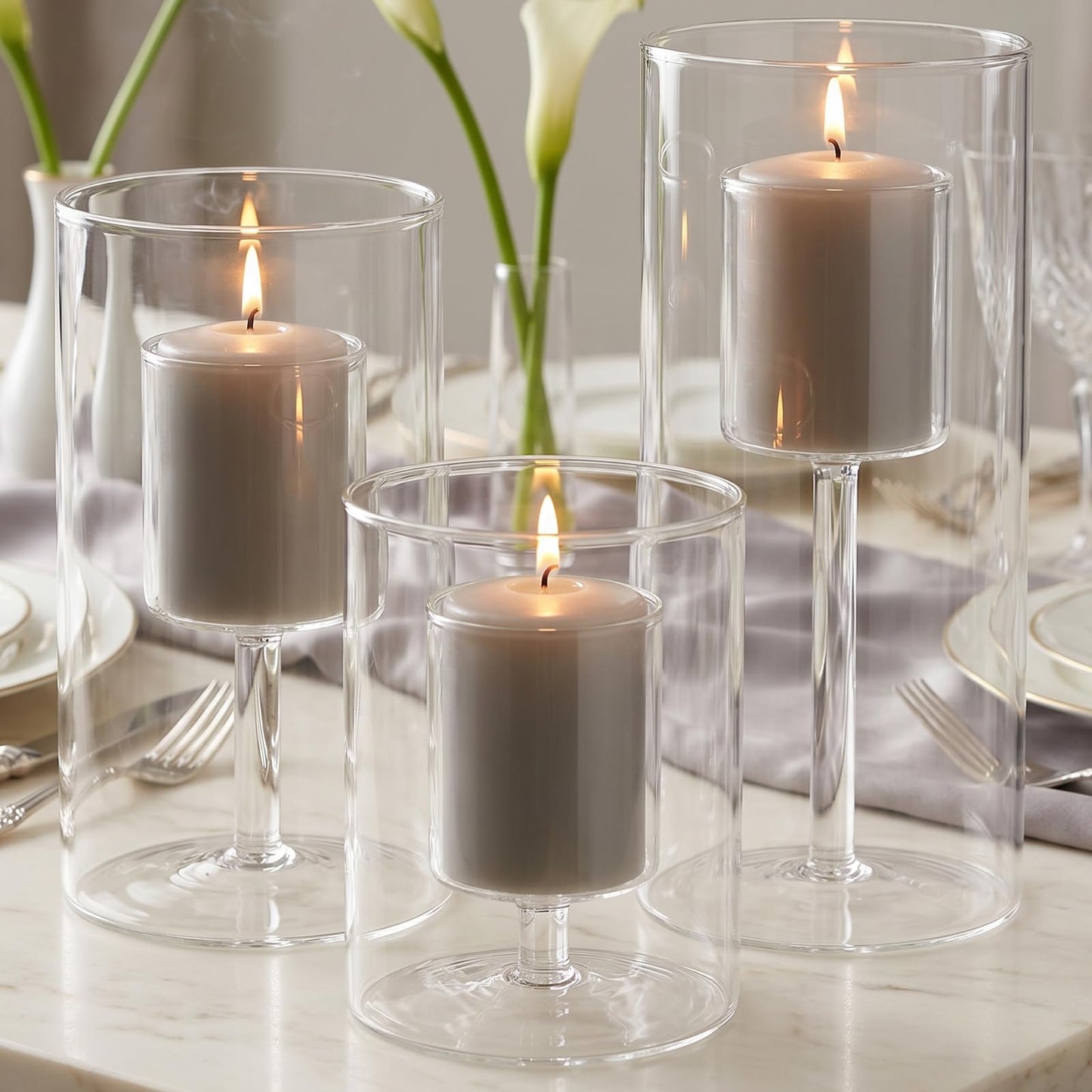 Bougies la Française Clear Glass Candle Holder for Votive Candles, Medium, 4.72 x 3.15 Inches, Decorative Holder for Home Decor, Weddings and Parties