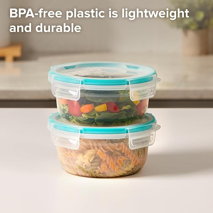 Snapware Total Solution Plastic Food Storage Containers Set, Leakproof &