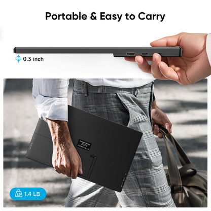 Dopesplay Portable Monitor 15.6'', 1080P FHD Travel Monitor for Laptop, USB-C/HDMI Portable Second Computer Display, Lightweight External Screen for PC Mac PS3/4/5 Xbox