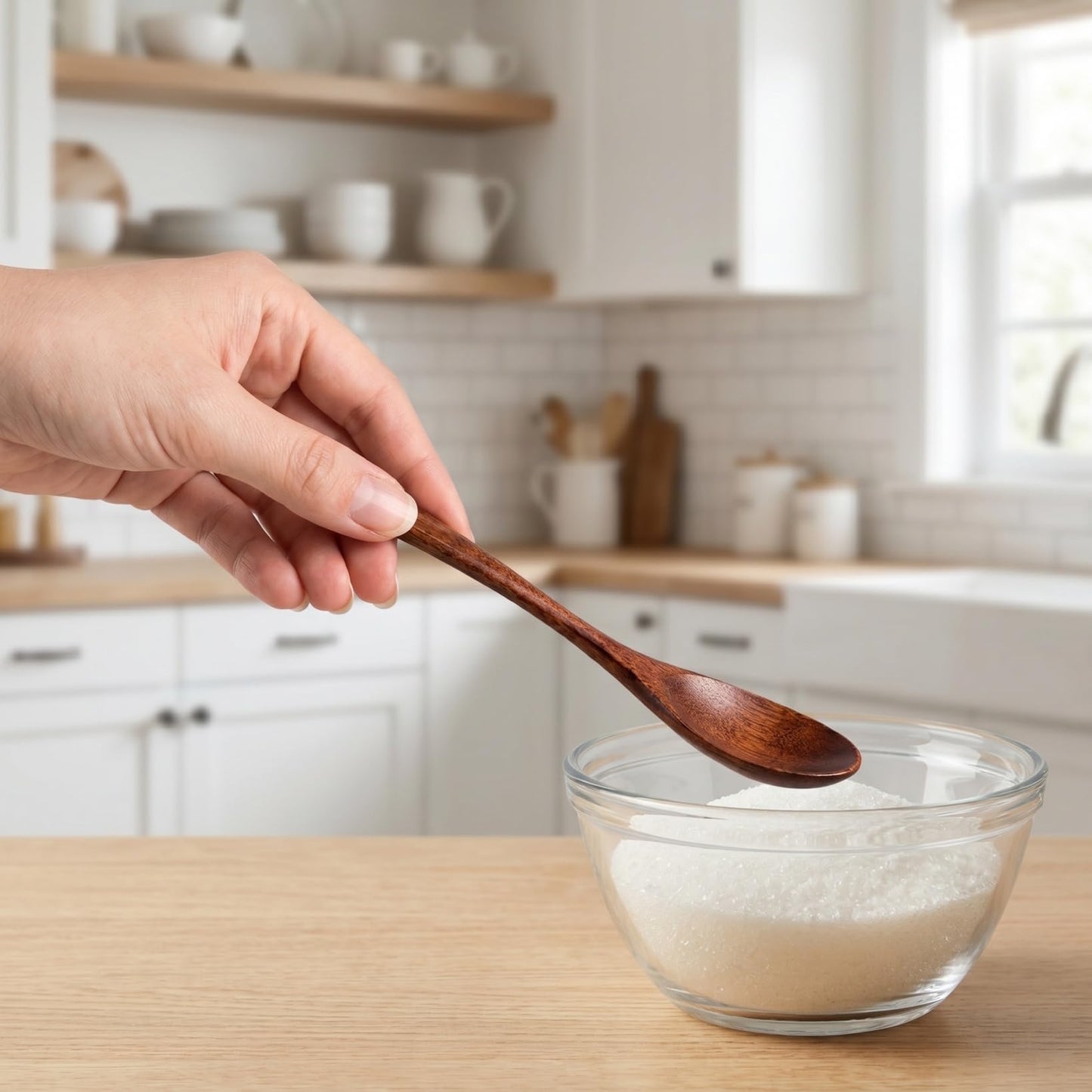 TOYANDONA 10Pcs Wooden Spoon Set Small Coffee Wood Spoons for Sugar Salt Spice Jars Reusable Serving Spoons Wood Compact 5.70In Kitchen Utensils