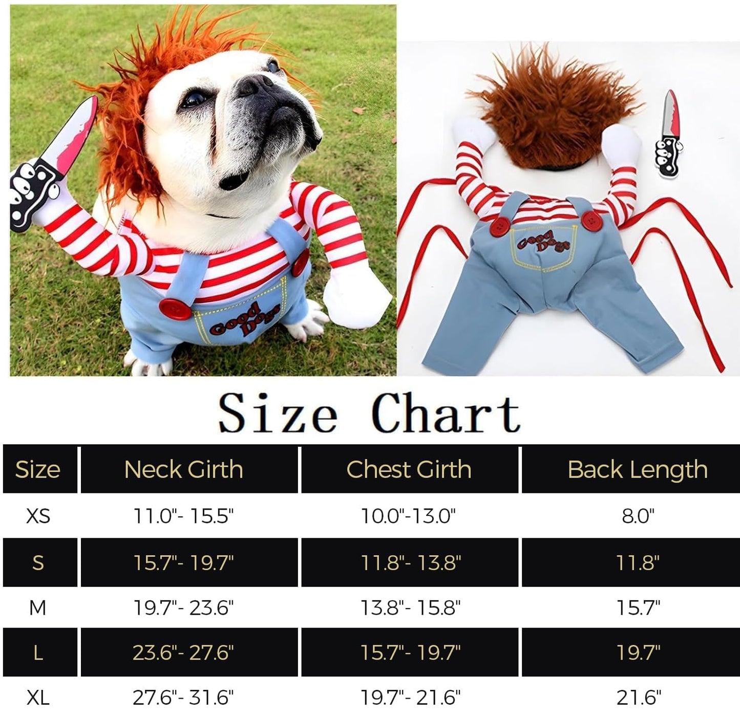 NACOCO Dog Awful Costume Pet Halloween Clothes Cat Cosplay Party Suit Funny Dog Costume Small to Large Dogs(L)