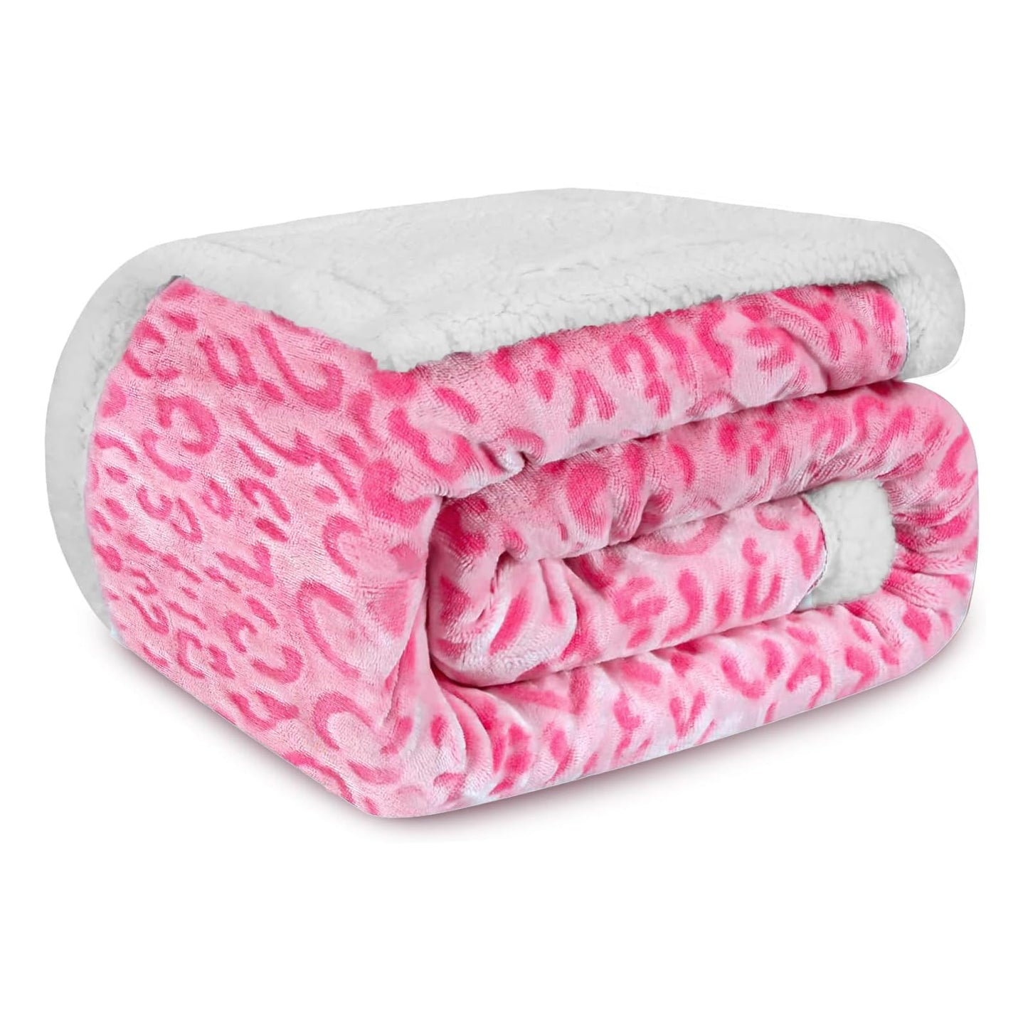 MACEVIA Sharpa Fleece Throw Blanket for Couch Fuzzy 3D Cheetah Blanket Thick Warm Reversible Cozy Comfy Super Soft Leopard Blanket for Bed Sofa 490GSM - Pink Leopard,50x60In