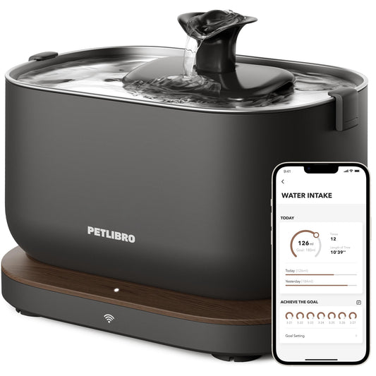 PETLIBRO Cat Water Fountain, App Monitoring Pet Fountains for Cats Indoor with Stainless Steel Tray, 2.5L/84oz Dockstream Automatic Water Dispenser for Drinking, 2.4G Wi-Fi Smart Bowl Inside