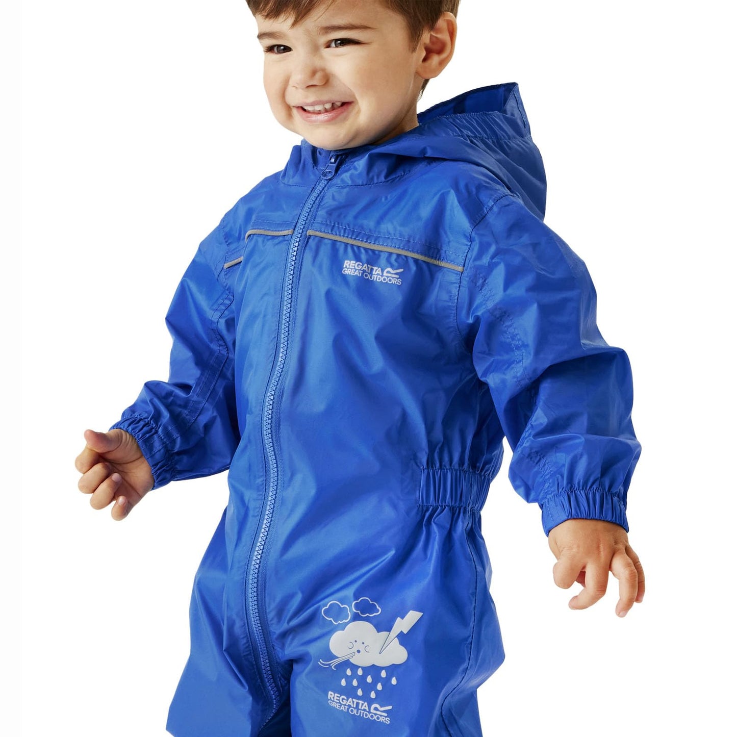 Regatta Kids Puddle IV Puddle suit - all in one waterproof for kids - Breathable and rain proof hooded outdoor warm Puddlesuit - reflective trim and taped Seams - playsuit For Boys and Girls