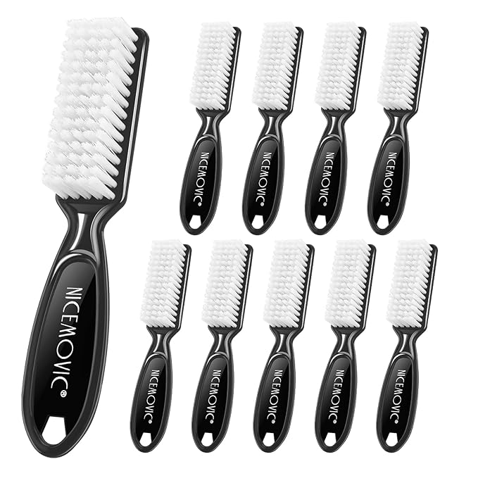 NICEMOVIC 10 Pcs Nail Brush for Cleaning Fingernails, Handle Grip Nail Scrubber