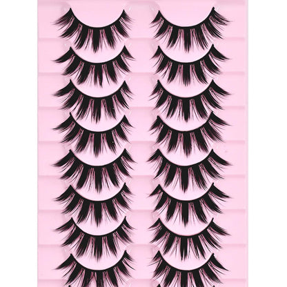 10 Pairs Manga Lashes Anime Cosplay Lashes Spiky Manga Style Lashes Janpanese 16mm Extension Natural Manhua Doll Eye Lashes Halloween/Party Makeup Look by AUGENLI (A3)