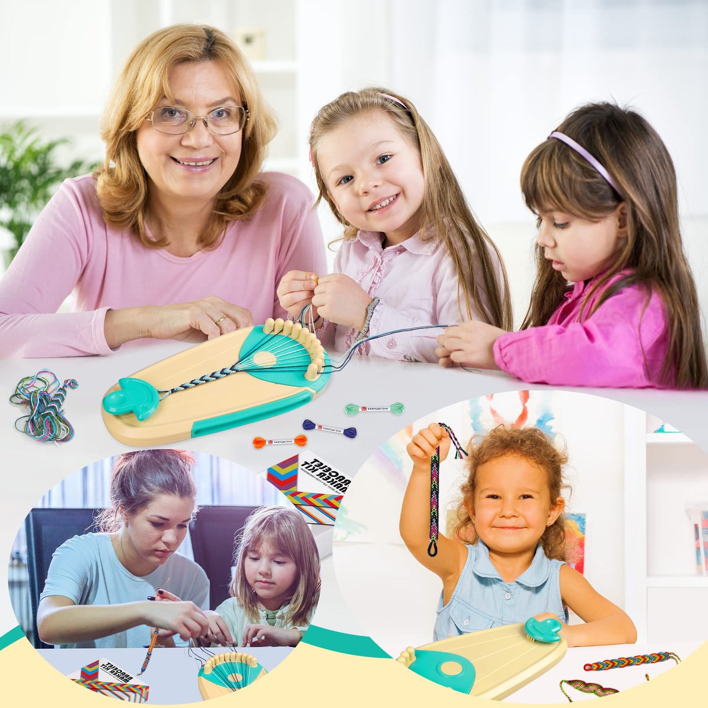 Friendship Bracelet Making kit,Arts and Crafts for Kids Ages 8-12,DIY Bracelet Making Kit with 20 Pre-Cut Threads,Birthday Gifts for Girl Ages 6 7 8 9 10 11 12 Year Old Kids Travel Activity Set