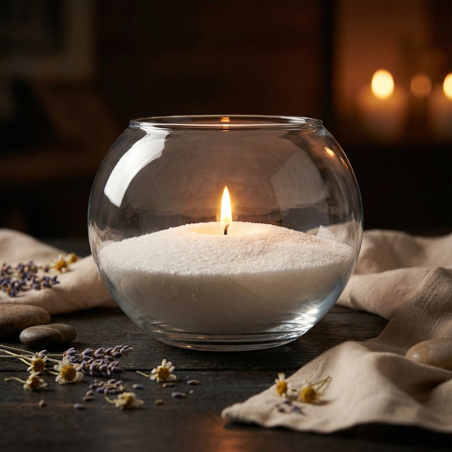 Glass Fish Bowl, Decorative Glass Bowl, Round Vase for Flowers and Decoration, Bowl for Sand Candles, Terrarium Bowl, Sphere Vase (5.7x4.5 inches)