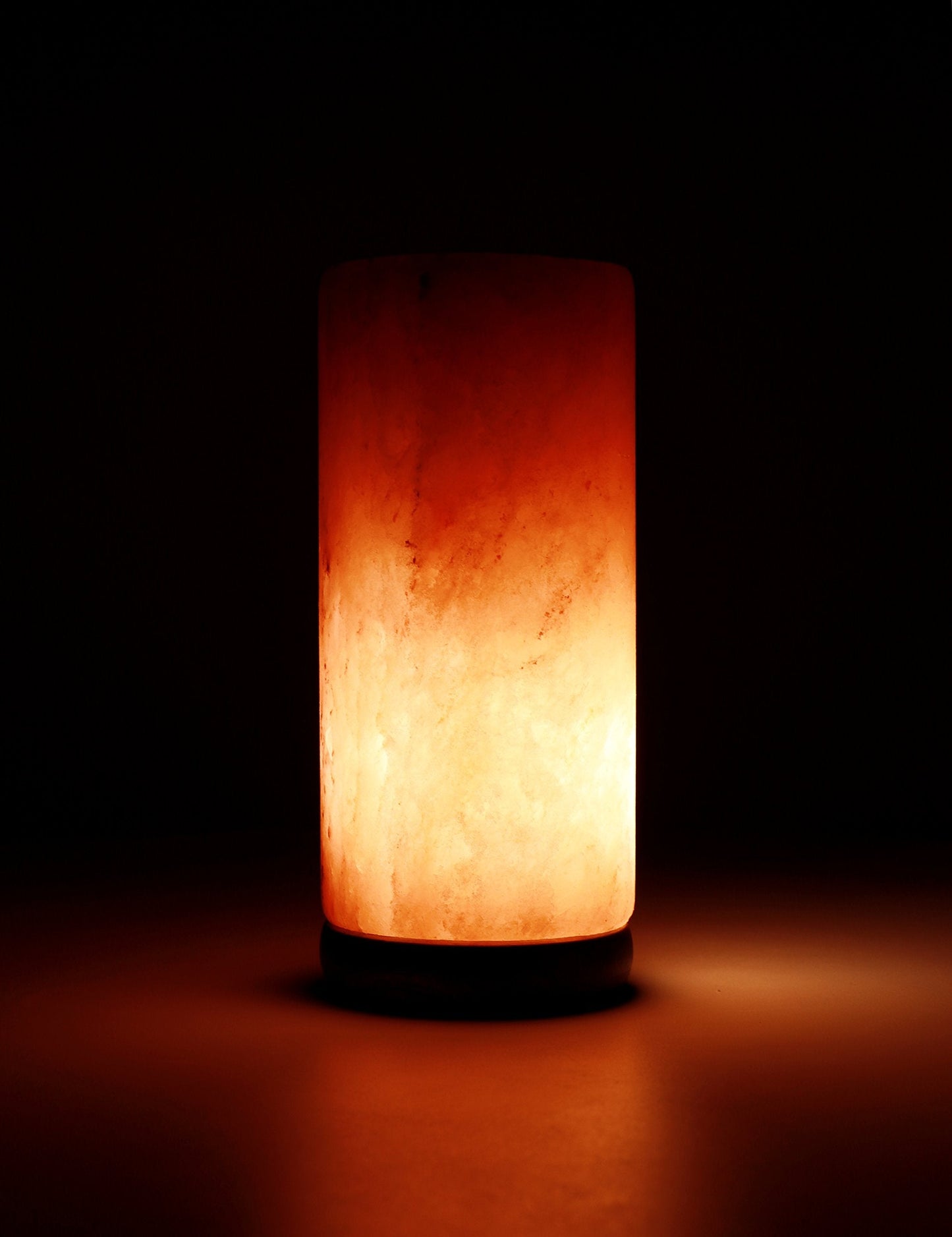 DeluxeComfort Himalayan Rock Salt Cylinder Lamp, 9 Inches Tall - Soft Calm Light - Table Lamp, Orange Hue