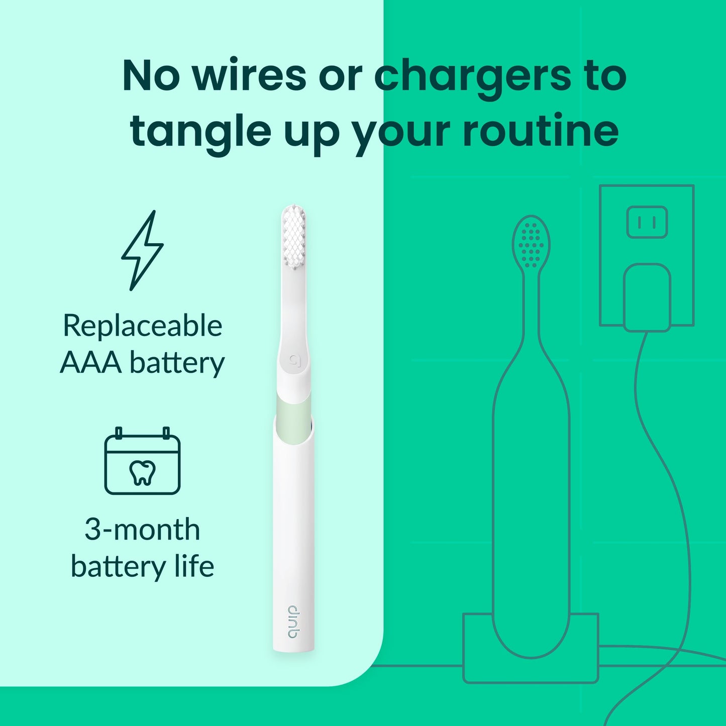 Quip Sonic Electric Toothbrush for Adults - Time Travel & Soft Bristles with Travel Case & Replacement Brush Head - 3 Month Battery Life, Plastic Handle - Magenta