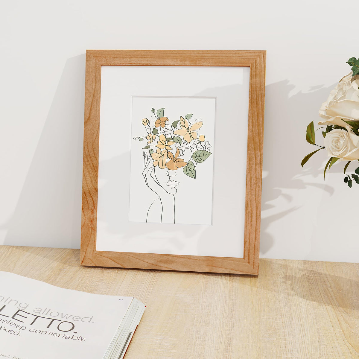 8x10 Picture Frame, Solid Wood Cherry Wood Photo Frame 8 x 10 with Tempered Real Glass, 8x10 Frame Matted to 5x7, Rustic Wooden Frame 8 by 10 for Wall & Tabletop Display (Natural Cherry Color, 3 Pack)
