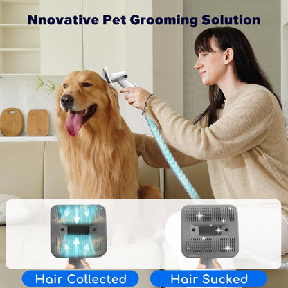 DUXANO 7 in 1Dog Grooming Kit Pet Grooming Kit 15000 Pa Powerful Vacuum Suction Picks Up 99% Pet Hair, Pet Hair Remover with Dog Clippers, Grooming Brush, Nail Trimmer Grinder (Extra Large)