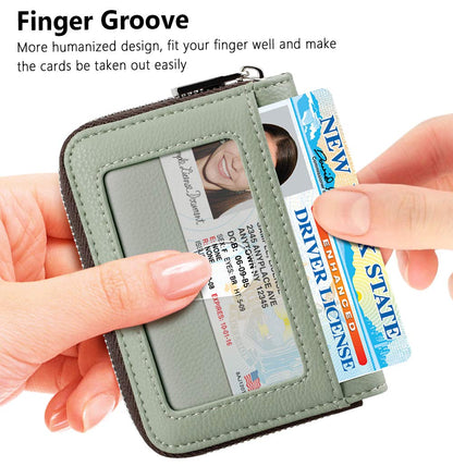FurArt Zipper Wallet Women, RFID Blocking Credit Card Wallet, Business Card Holder, Compact Size KeyChain Wallet