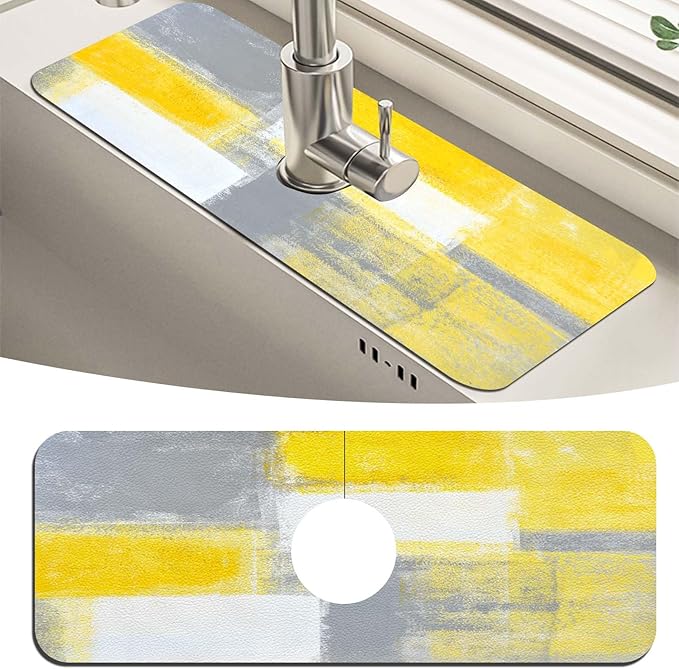 MCALK Yellow Kitchen Sink Faucet Mat Splash Guard, Absorbent Quick-Dry Kitchen