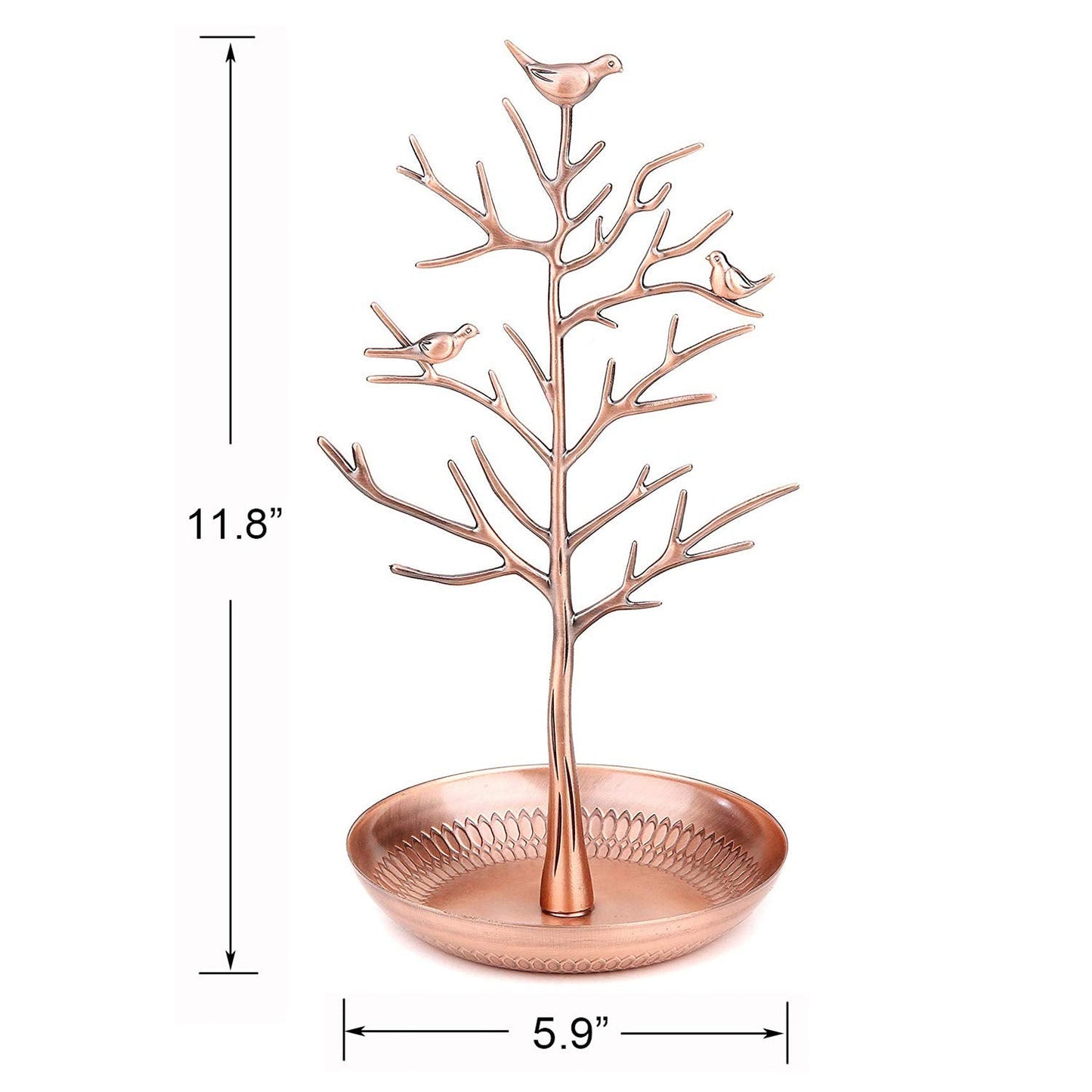WELL-STRONG Jewelry Tree Necklace Earring Holder Modern Cute Bird Jewelry Stand for Women Girls Teen Bronze