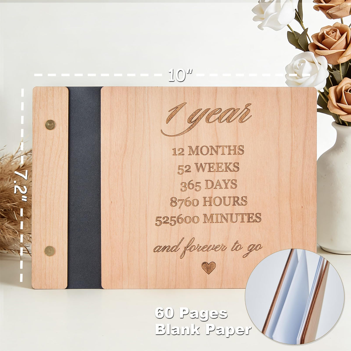 1 Year Anniversary Scrapbook, 1st Anniversary Paper Gift Photo Album for Boyfriend Girlfriend Her Him, One Year Wedding First Anniversaries Ideas Handmade DIY Memory Book for Couple Wife Husband