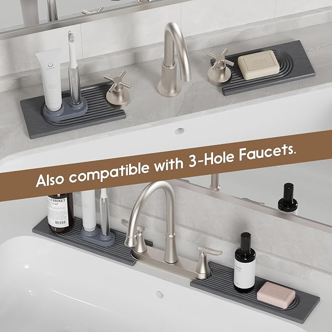 Faucet Mat for Kitchen Sink, Diatomite Quick Drying Tray, 15.8 Inch Kitchen