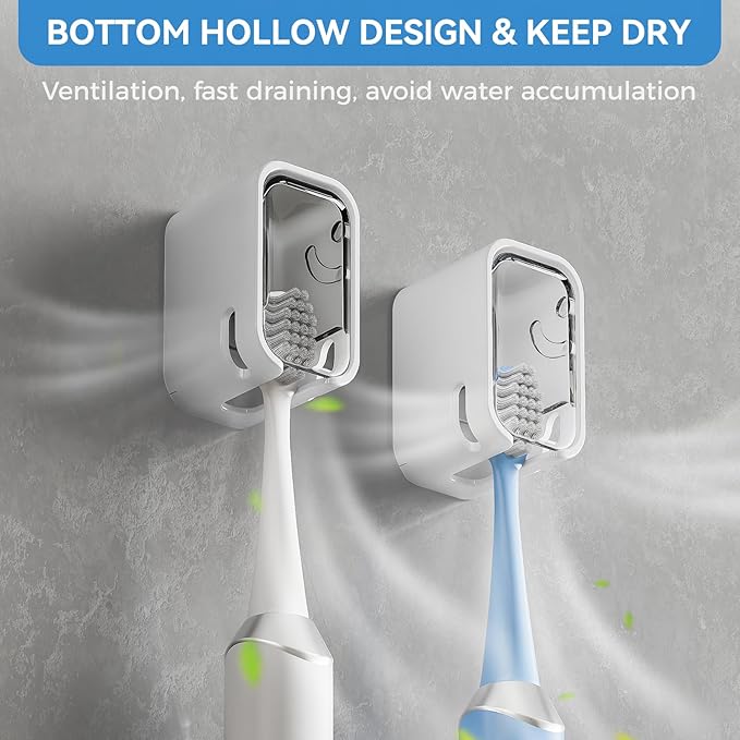 Toothbrush Holders for Bathroom【Innovation Single Slot Design】 2PCS Toothbrush