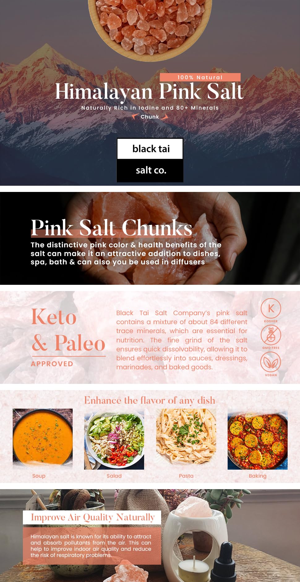 Himalayan Salt Chunk Grade FOOD GRADE Perfect for Sole Kosher and Keto & Paleo Diet Preferred 5 Pounds!