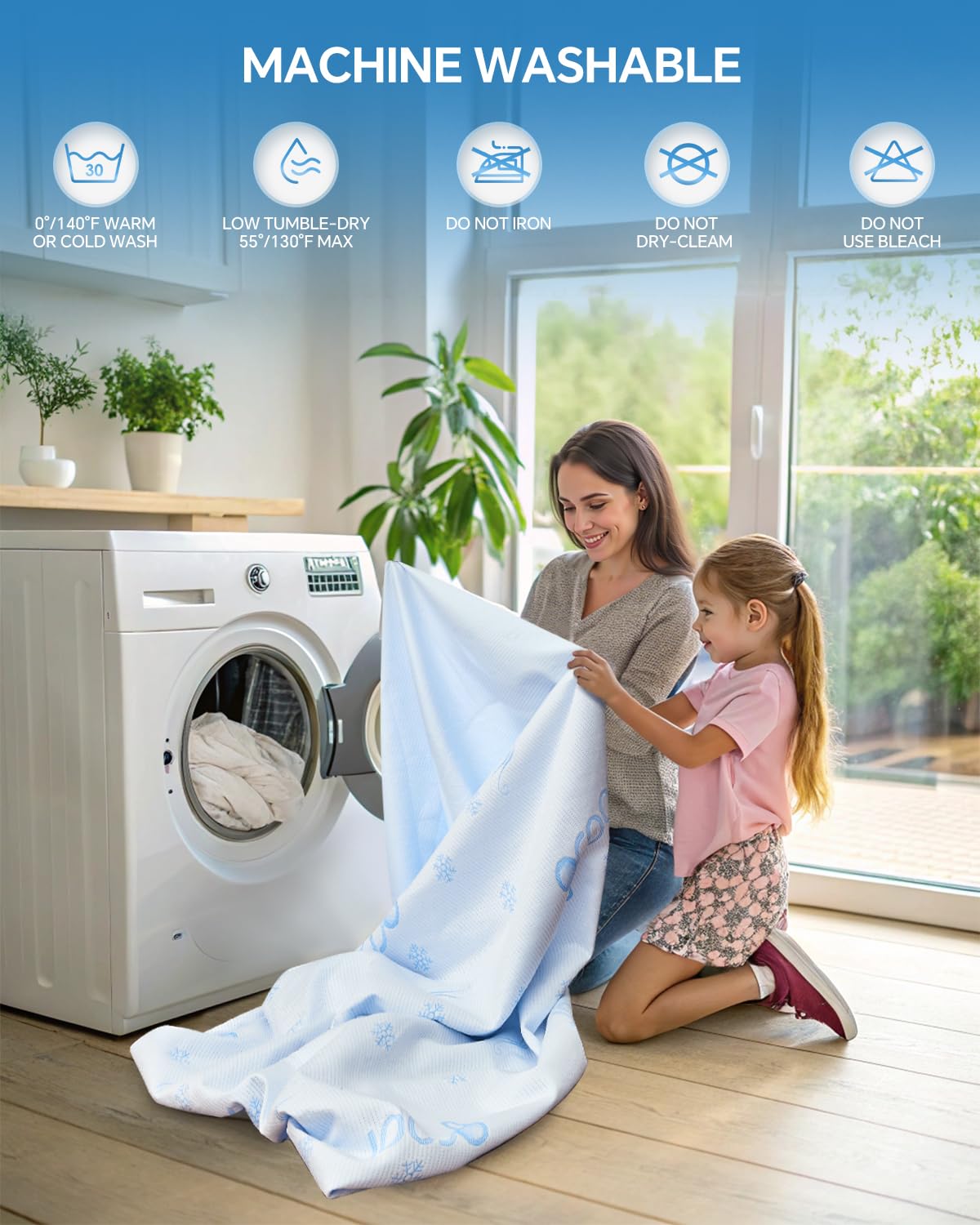 Kmall Cooling Queen Size Mattress Protector - 100% Waterproof & Breathable Cool 3D Air Fabric Bed Mattress Cover, Ultra Soft Noiseless Mattress Pad for 8"-21" Deep Pocket, Machine Washable (White)