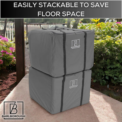 Barlborough Garden Cushion Protective Storage Bag Cover | Square Large 80 x 80 x 60cm | Waterproof Resistant with Zips for Outdoor Furniture Sofa Cushions Grey