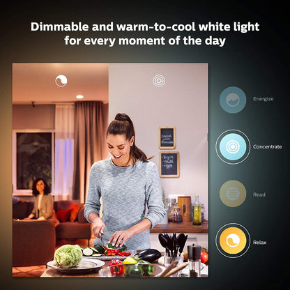 Philips Hue New White Ambiance Smart Light Bulb 4 Pack 60W - 800 Lumen [E27 Edison Screw] with Bluetooth. Works with Alexa, Google Assistant and Apple Homekit.
