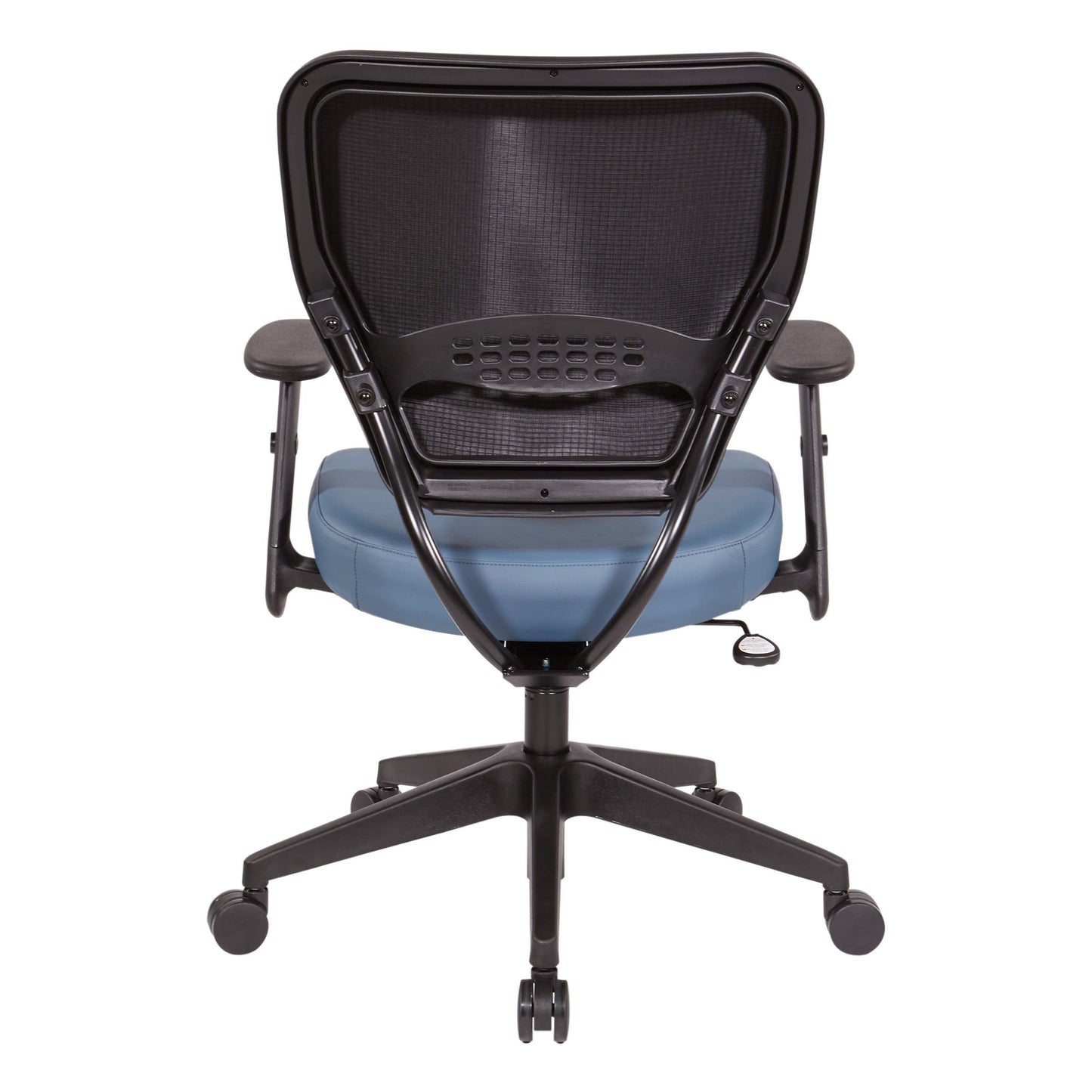 Space Seating 55 Series Air Grid Back Adjustable Manager's Task Chair with Built-in Lumbar Support and Angled Arms, Antimicrobial Dillon Blue Faux Leather