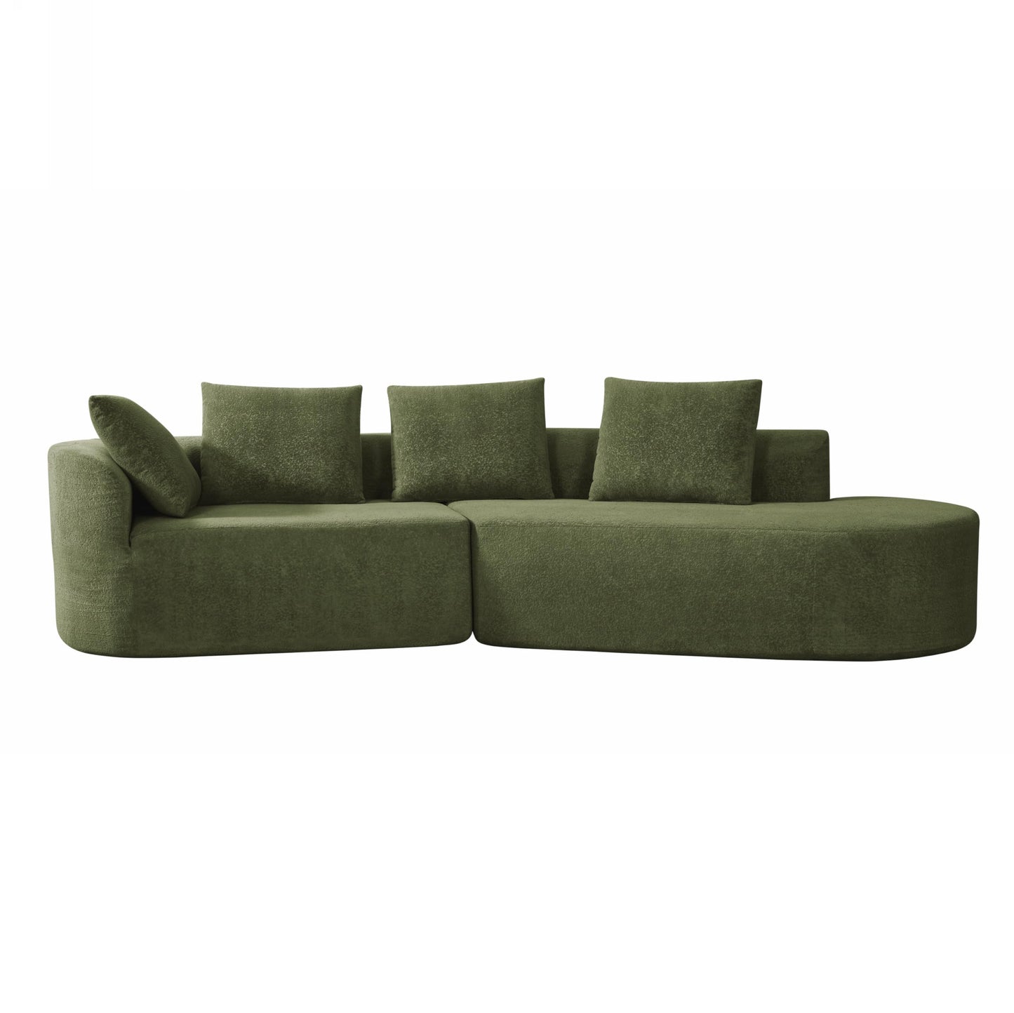 Christopher Knight Home 116" Modern Curved Sectional Sofa 2 Piece Set with Chaise Lounge, High-Density Compressed Sponge Couch, Fully Assembled Right Hand Facing Sofa for Living Room Lounge, Green