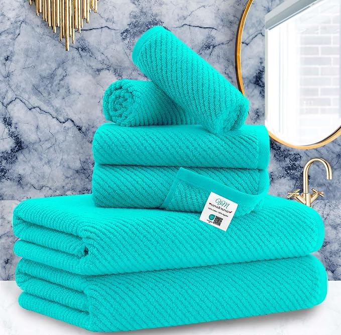 Turquoise Bath Towel with Hanging Loop