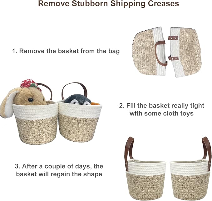 Cotton Rope Hanging Baskets for Organizing 2 Pcs Round Small Wall Basket
