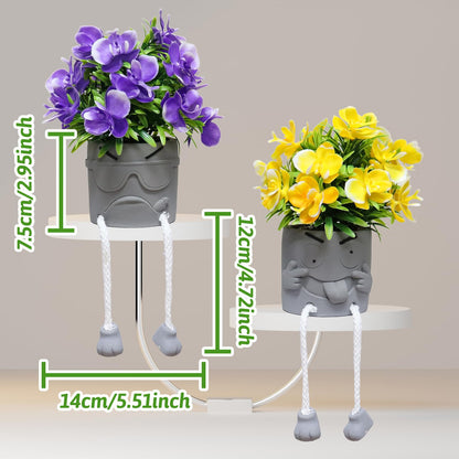 Zerzsy Set of 2 Cute Artificial Plants with Hanging Legs Fake Plant Flowers Summer Spring Decor - Desk Decor for Women -Small Faux Plants Office Shelf Decorations